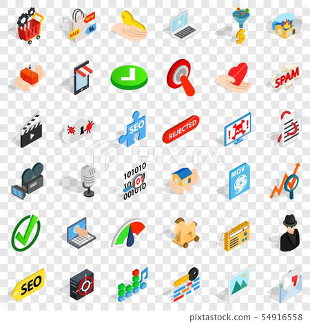 Computer protection icons set, isometric style 54916558