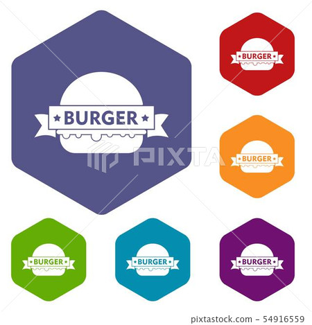 Emblem burger icons vector hexahedron 54916559