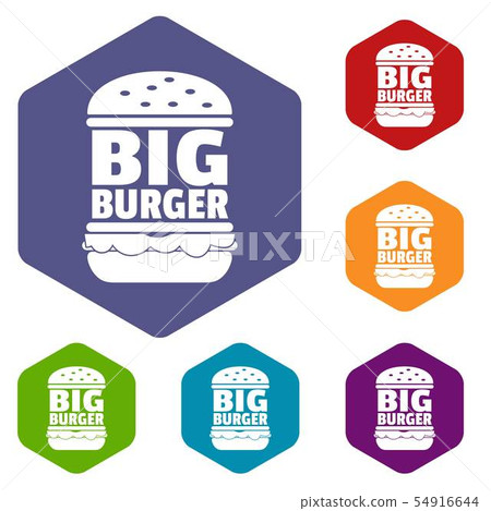 Big burger icons vector hexahedron Big burger icons vector hexahedron 54916644