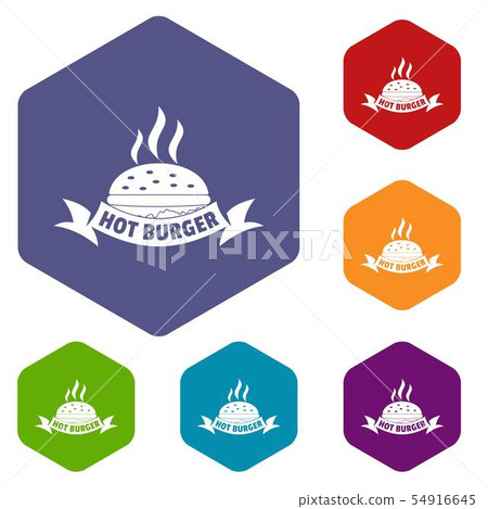 Hot burger icons vector hexahedron Hot burger icons vector hexahedron 54916645