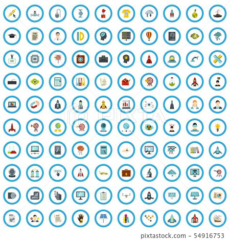 100 invention icons set, flat style 100 invention icons set, flat style 54916753