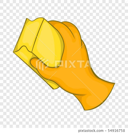 Hand in glove with rag icon, cartoon style Hand in glove with rag icon, cartoon style 54916758