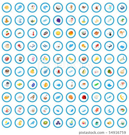 100 istambul icons set, isometric 3d style 54916759