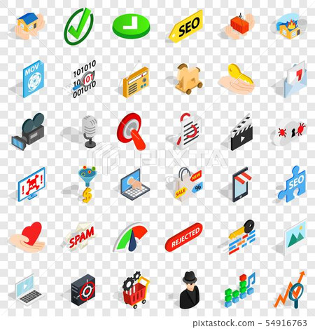Cyber protection icons set, isometric style Cyber protection icons set, isometric style 54916763