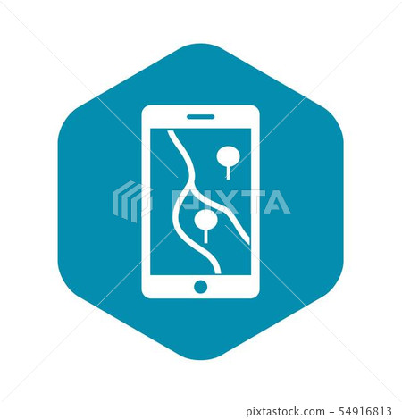 Smartphone with GPS navigator icon, simple style 54916813