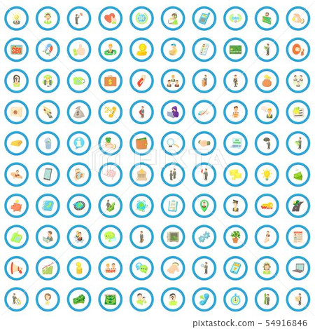 100 job contract icons set, cartoon style 54916846