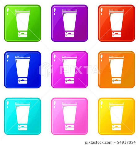 Creme tube icons set 9 color collection 54917054
