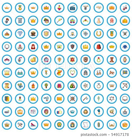 100 kingdom icons set, cartoon style 100 kingdom icons set, cartoon style 54917178