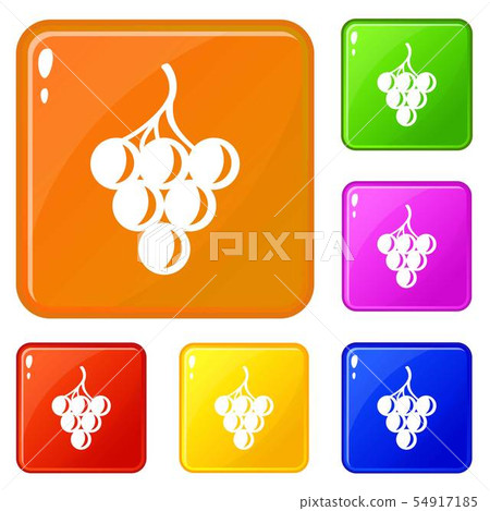 Sour grape icons set vector color Sour grape icons set vector color 54917185