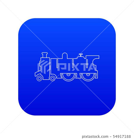 Old steam locomotive icon blue vector Old steam locomotive icon blue vector 54917188