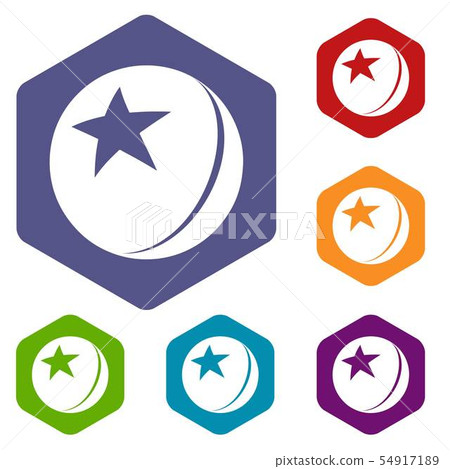 Glossy star ball icons vector hexahedron Glossy star ball icons vector hexahedron 54917189