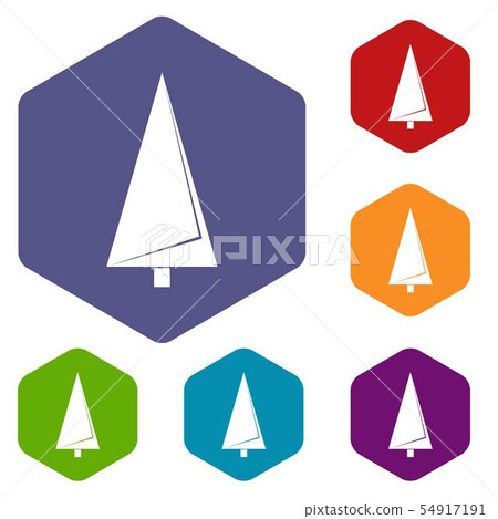 Origami fir tree icons vector hexahedron Origami fir tree icons vector hexahedron 54917191