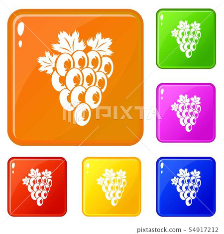 Bunch of grape icons set vector color 54917212
