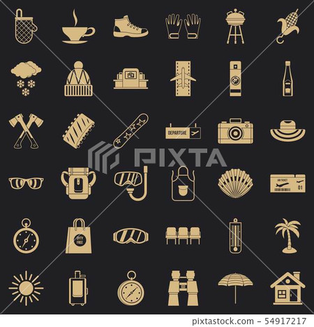 Summer vacation icons set, simple style Summer vacation icons set, simple style 54917217
