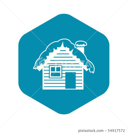 Wooden house covered with snow icon, simple style 54917572