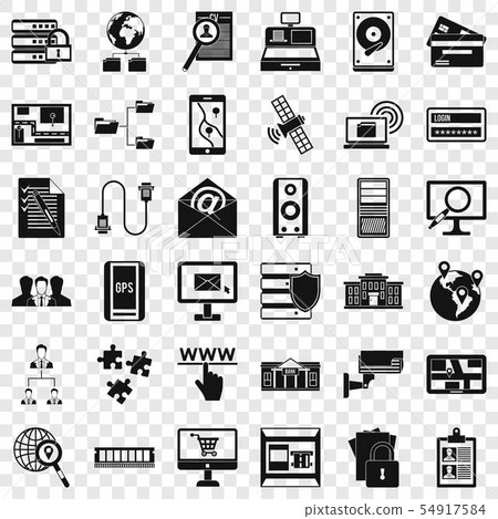 Data in laptop icons set, simple style - Stock Illustration [54917584 ...