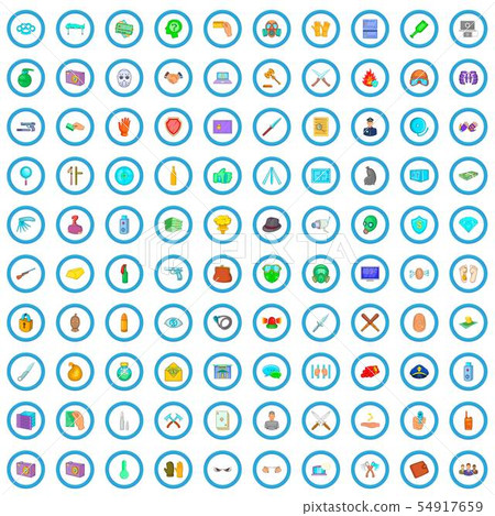 100 law icons set, cartoon style 54917659