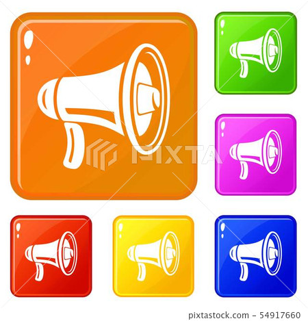 Style speaker icons set vector color 54917660