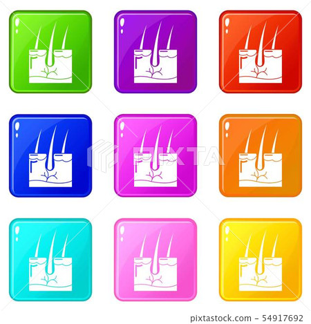Hair skin icons set 9 color collection 54917692