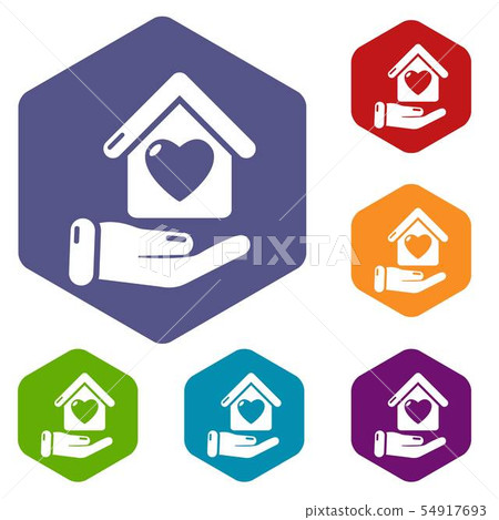 Hand house icons vector hexahedron Hand house icons vector hexahedron 54917693