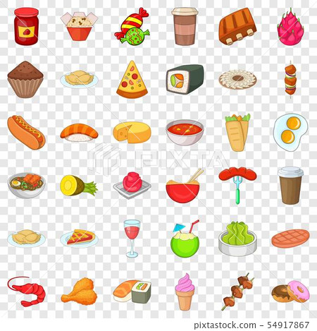 Cooking kitchen icons set, cartoon style Cooking kitchen icons set, cartoon style 54917867