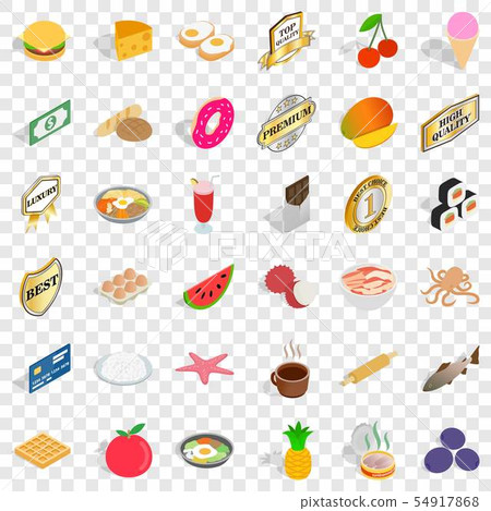 Tasty food icons set, isometric style Tasty food icons set, isometric style 54917868