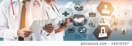 Doctor with health insurance healthcare graphic. Doctor with health insurance healthcare graphic. 54918587