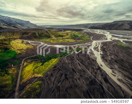The landscape of Thorsmork in highland of Iceland. 54918597