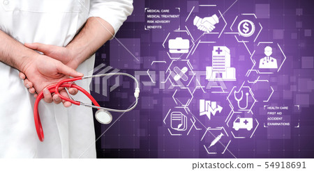 Doctor with health insurance healthcare graphic. 54918691