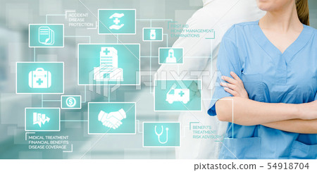 Doctor with Medical Healthcare Graphic in Hospital 54918704