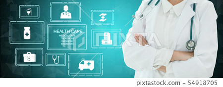 Doctor with Medical Healthcare Graphic in Hospital 54918705