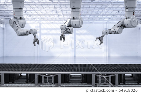 robot arm with conveyor line 54919026