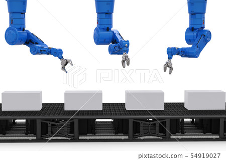 robot arm with boxes robot arm with boxes 54919027