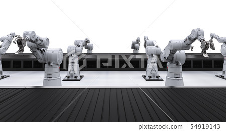 robot arm with conveyor line robot arm with conveyor line 54919143