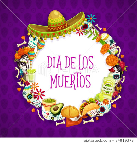 Mexican Day of Dead signs, lettering and frame 54919372