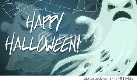 Happy Halloween, spooky ghost in spider web 54919422