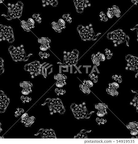 Seamless pattern of teapots and teacups isolated 54919535