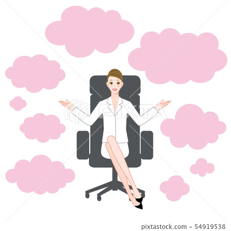 Woman speech bubble happy chair 54919538