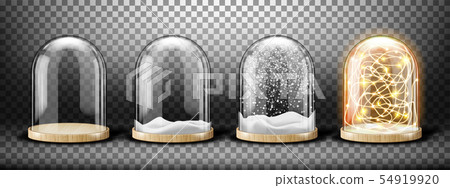 Glass dome with snow realistic vector 54919920