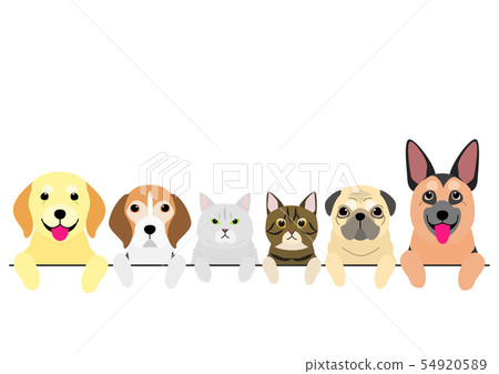 Border of the upper dogs and cats - Stock Illustration [54920589] - PIXTA