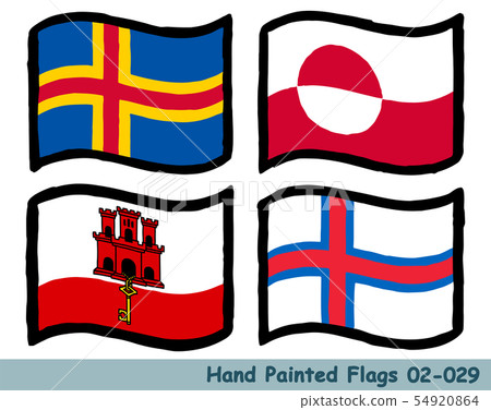 Hand-drawn flag icon, Flag of Orlando Islands, Flag of Greenland, Flag of Gibraltar, Flag of Faroe Islands 54920864