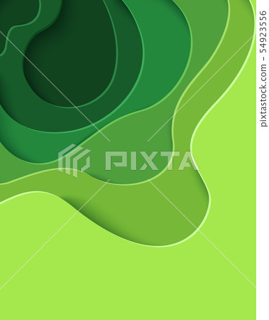 Vector eco abstract green paper cut background-插圖素材 [54923556] - PIXTA圖庫