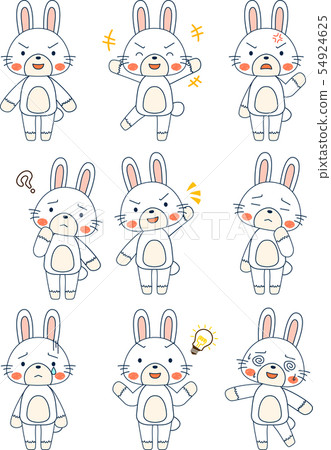 逗人喜愛的兔子吉祥人表情姿勢例證集合 54924625