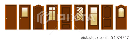 Set of modern wooden doors to design home interior 54924747