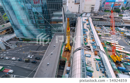Tokyo cityscape in Japan Shibuya station redevelopment · Tokyo Metro Ginza line Shibuya station relocation construction etc. Tokyo cityscape in Japan Shibuya station redevelopment · Tokyo Metro Ginza line Shibuya station relocation construction etc. 54924859