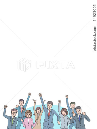 Office workers gathering at guts pose 54925005