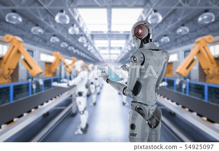 robot with glass tablet 54925097