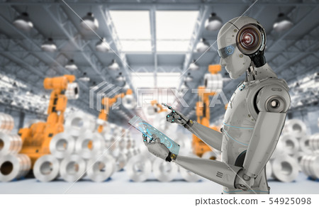 robot with glass tablet robot with glass tablet 54925098