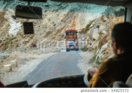 A truck running on Karakoram highway. 54925572