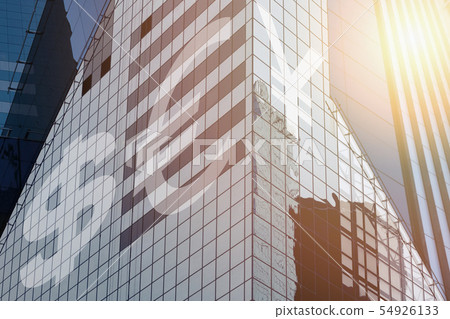 Modern office building with signs Euro, dollar 54926133